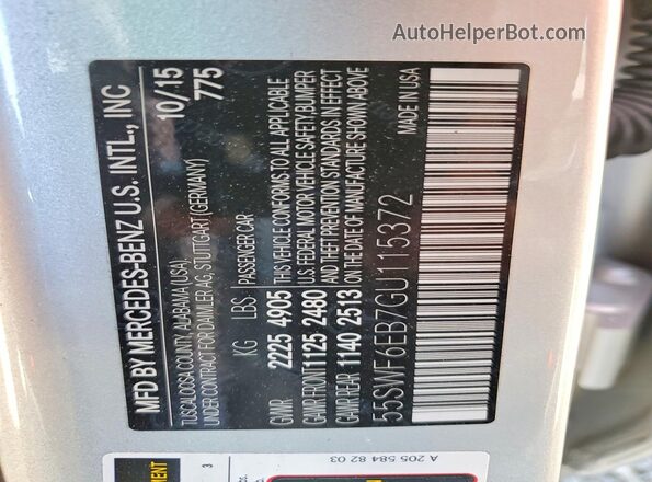 55SWF6EB7GU115372 2016 MERCEDES-BENZ C Silver Շարժիչի բաժամունքի տեսք
