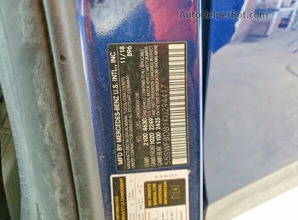 55SWF8DB1KU294417 2019 MERCEDES-BENZ C Blue Widok komory silnika