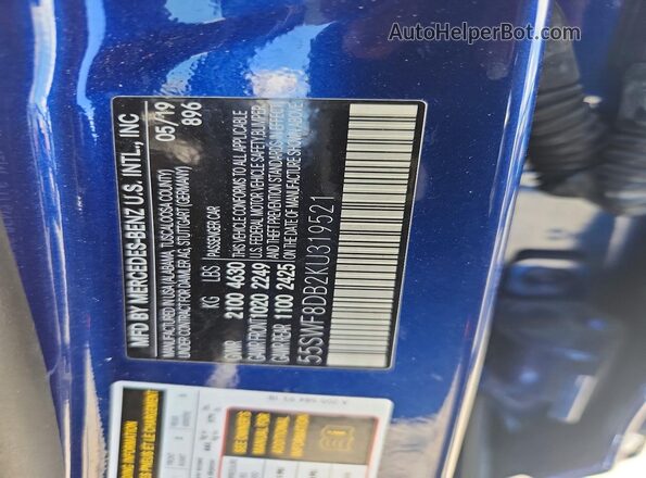 55SWF8DB2KU319521 2019 MERCEDES-BENZ C Black VIN sticker view