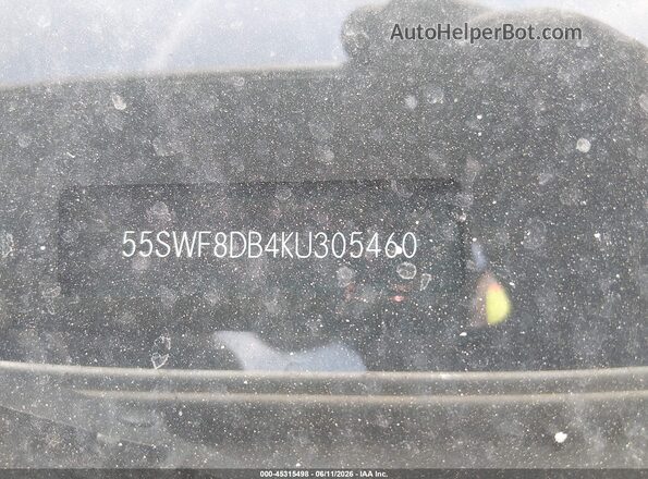 55SWF8DB4KU305460 2019 MERCEDES-BENZ C-CLASS White Вид підкапотного простору