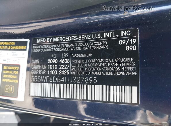 55SWF8DB4LU327895 2020 MERCEDES-BENZ C-CLASS Blue Շարժիչի բաժամունքի տեսք