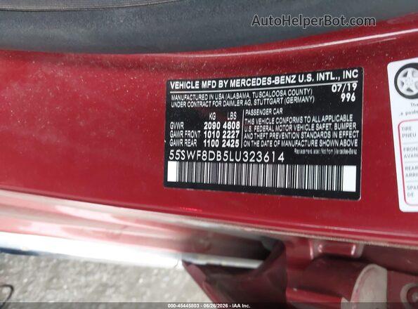 55SWF8DB5LU323614 2020 MERCEDES-BENZ C-CLASS Red Շարժիչի բաժամունքի տեսք