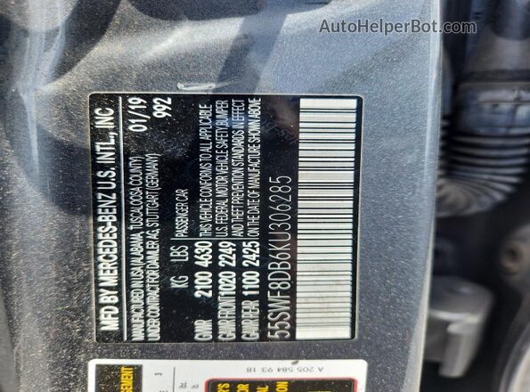 55SWF8DB6KU306285 2019 MERCEDES-BENZ C Серый Вид подкапотного пространства