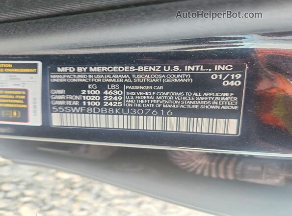 55SWF8DB8KU307616 2019 MERCEDES-BENZ C Black Widok komory silnika