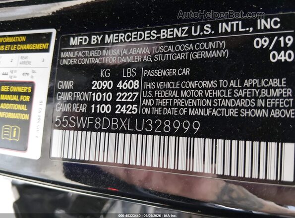 55SWF8DBXLU328999 2020 MERCEDES-BENZ C-CLASS Black Вид підкапотного простору
