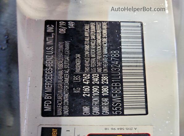 55SWF8EB1LU324788 2020 MERCEDES-BENZ C Белый Вид подкапотного пространства