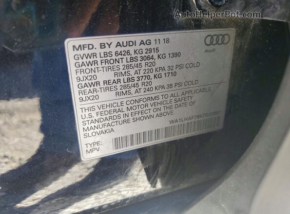 WA1LHAF76KD020551 2019 AUDI Q7 Black სალონის 360-გრადუსიანი ხედი