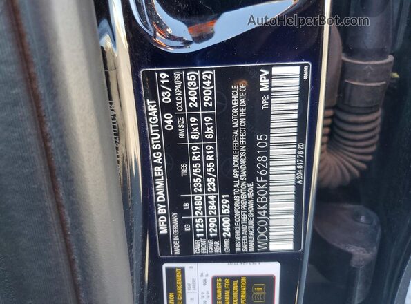 WDC0J4KB0KF628105 2019 MERCEDES-BENZ GLC-CLASS Черный Панорамный вид салона 360°