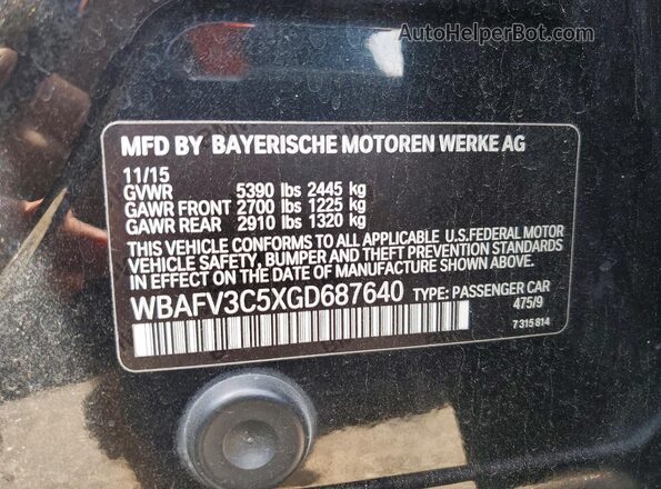 WBAFV3C5XGD687640 2016 BMW 5 SERIES Черный Вид наклейки с VIN-кодом