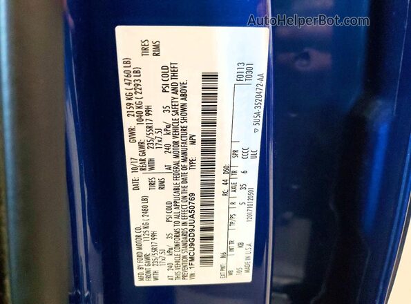 1FMCU9GD9JUA50769 2018 FORD ESCAPE Синий 