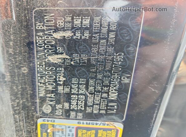 KNDPR3A69H7074965 2017 KIA SPORTAGE Black 