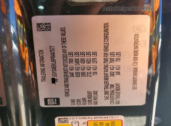 1GYS4EKL6PR447577 2023 CADILLAC ESCALADE Black Vista interior de 360 grados
