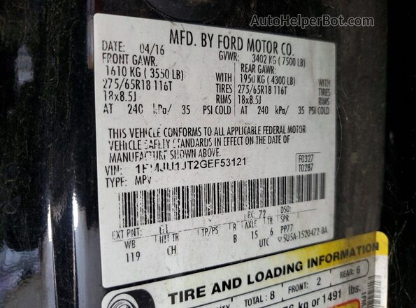 1FMJU1JT2GEF53121 2016 FORD EXPEDITION Black 360 interior view