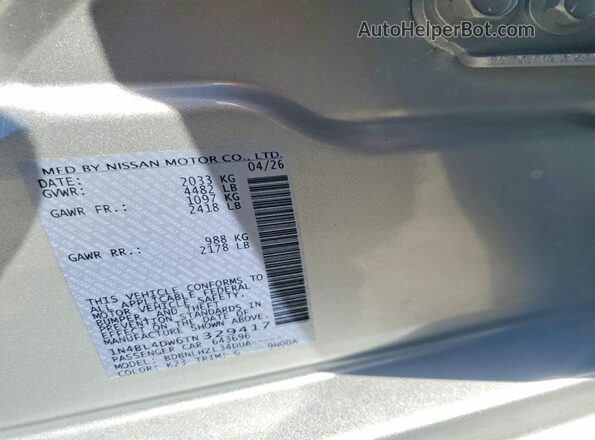 1N4BL4DW6TN329417 2026 NISSAN ALTIMA Silver Вид наклейки з VIN-кодом