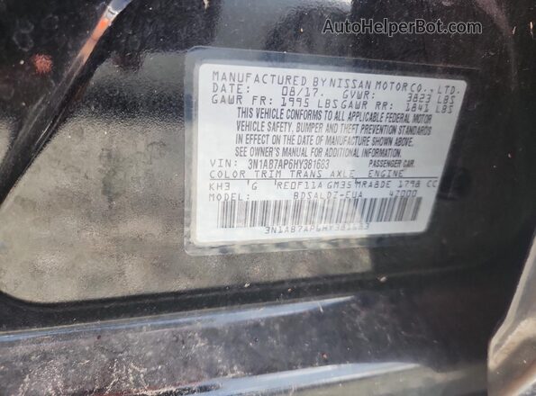 3N1AB7AP6HY381683 2017 NISSAN SENTRA Black 