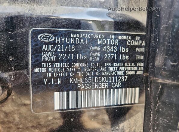 KMHC65LD5KU111237 2019 HYUNDAI IONIQ Black 