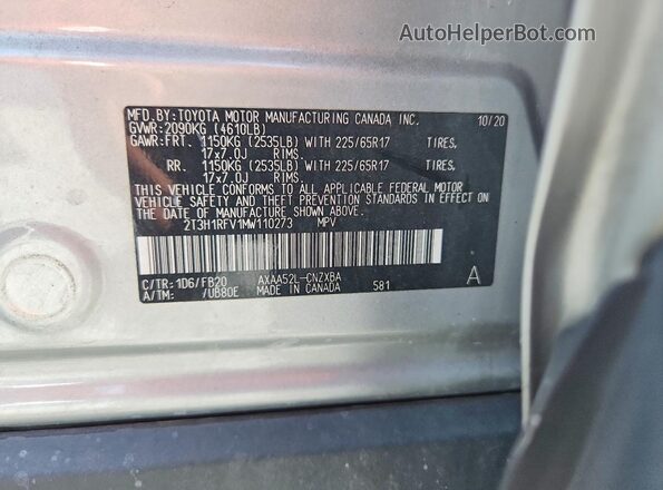 2T3H1RFV1MW110273 2021 TOYOTA RAV4 Silver 