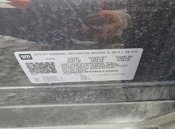 3GNKBDRS5NS139899 2022 CHEVROLET BLAZER Gray 