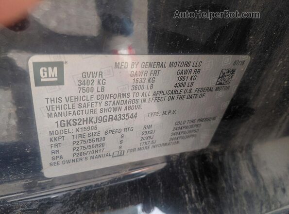 1GKS2HKJ9GR433544 2016 GMC YUKON Black 
