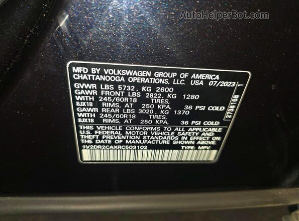 1V2DR2CAXRC503102 2024 VOLKSWAGEN ATLAS Black 