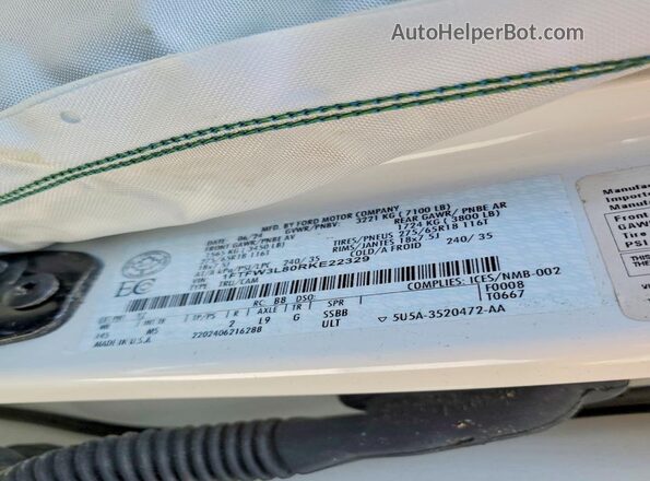 1FTFW3L80RKE22329 2024 FORD F150 White Vista de la etiqueta del VIN