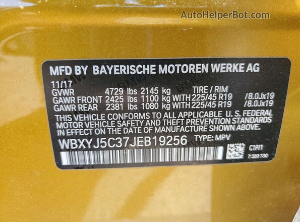 WBXYJ5C37JEB19256 2018 BMW X2 Gold 