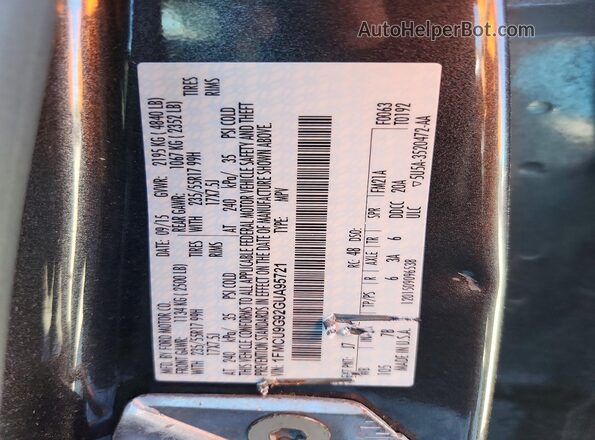 1FMCU9G92GUA95721 2016 FORD ESCAPE Gray 
