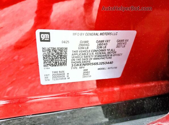 1GKENRRS6SJ253440 2025 GMC ACADIA Red 