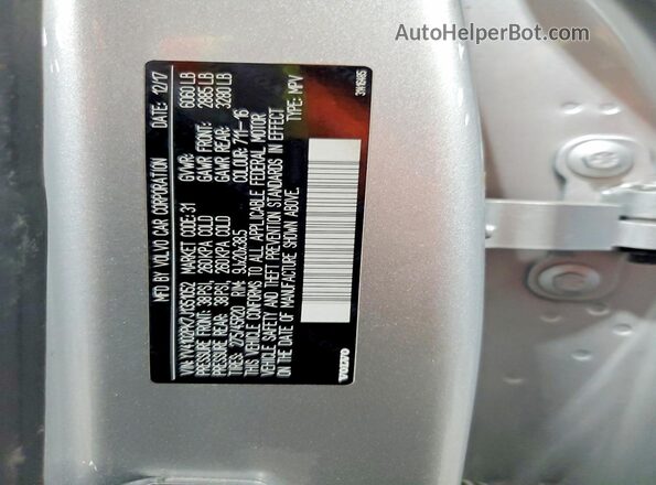 YV4102PK7J1351052 2018 VOLVO XC90 Серебряный Панорамный вид салона 360°