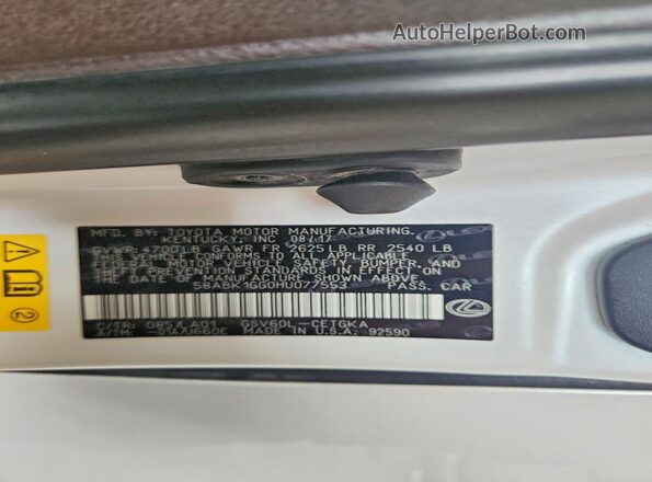 58ABK1GG0HU077553 2017 LEXUS ES White Вид підкапотного простору