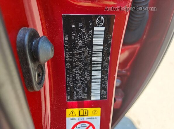 58ABK1GG0JU094231 2018 LEXUS ES Red Вид підкапотного простору