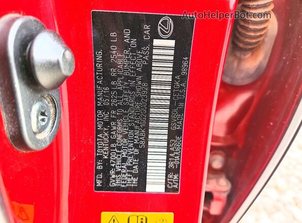 58ABK1GG2GU023928 2016 LEXUS ES Red Вид підкапотного простору