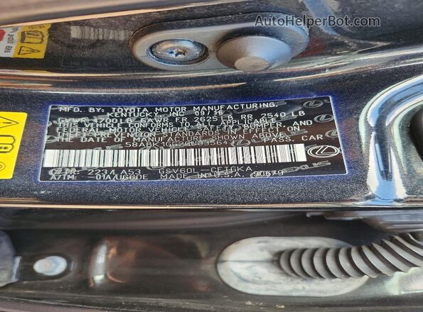 58ABK1GG2GU035643 2016 LEXUS ES Black VIN კოდის სტიკერის ხედი
