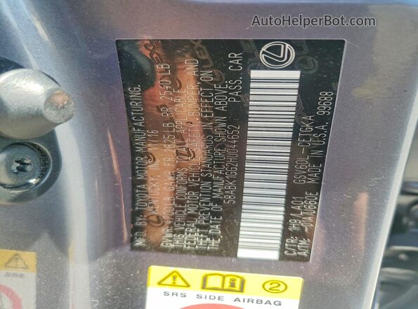 58ABK1GG2HU044652 2017 LEXUS ES Gray 