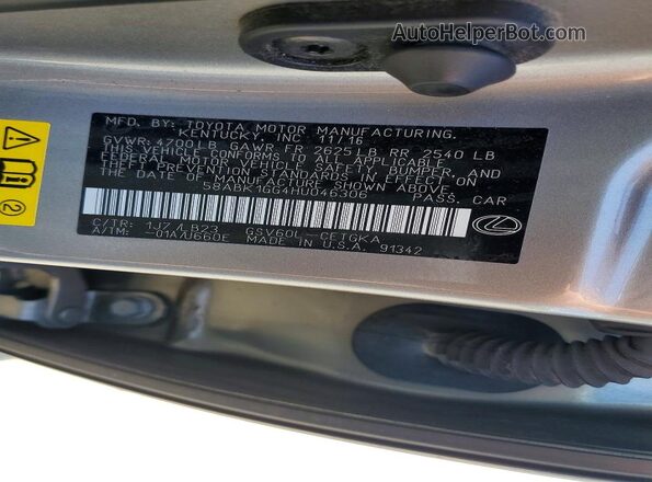 58ABK1GG4HU046306 2017 LEXUS ES Silver 
