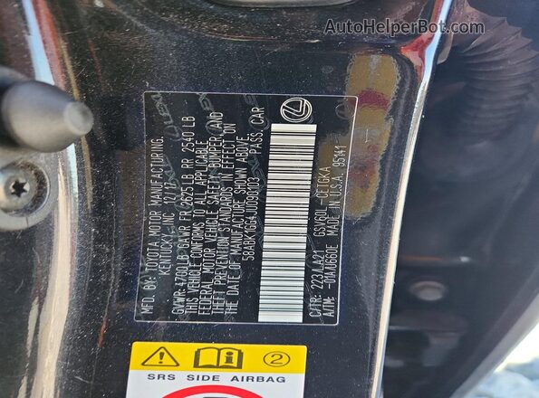 58ABK1GG4JU090103 2018 LEXUS ES Black ძრავის განყოფილების ხედი