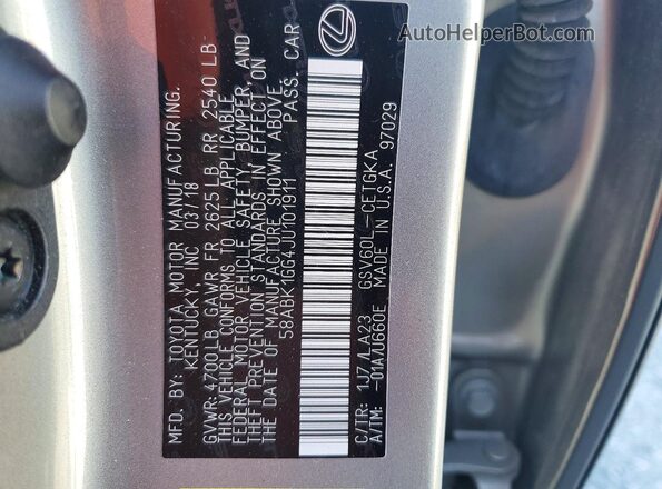 58ABK1GG4JU101911 2018 LEXUS ES Tan Вид підкапотного простору