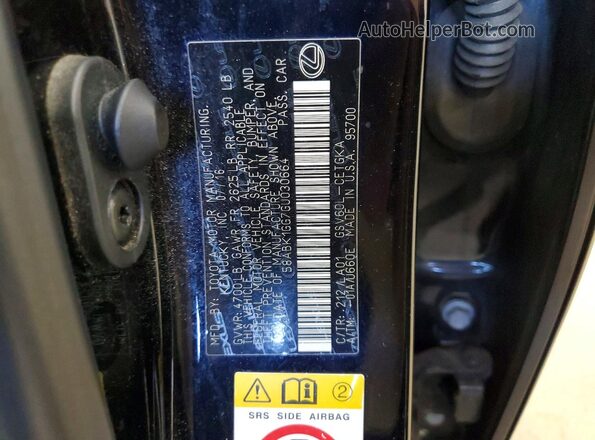 58ABK1GG7GU030664 2016 LEXUS ES Black Շարժիչի բաժամունքի տեսք