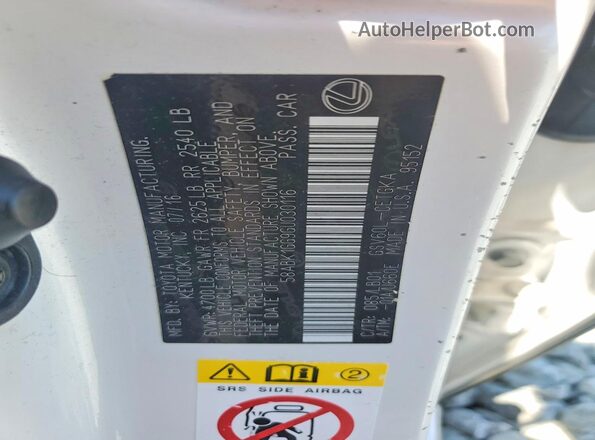 58ABK1GG9GU030116 2016 LEXUS ES White Вид підкапотного простору