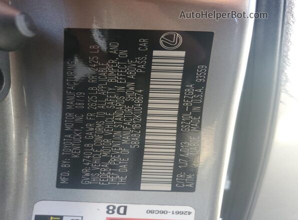 58ABZ1B12KU048674 2019 LEXUS ES Silver Вид підкапотного простору