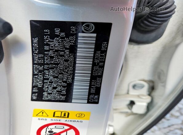 58ABZ1B16KU039041 2019 LEXUS ES Белый Вид подкапотного пространства