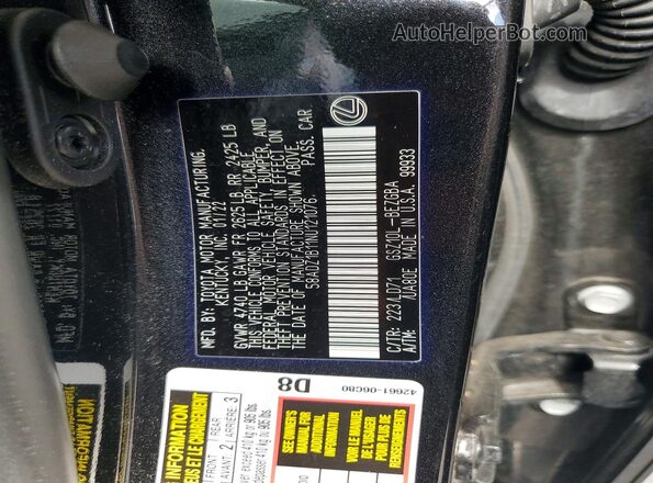 58ADZ1B11NU121076 2022 LEXUS ES Black 