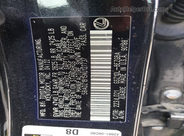 58ADZ1B15NU127737 2022 LEXUS ES Black 