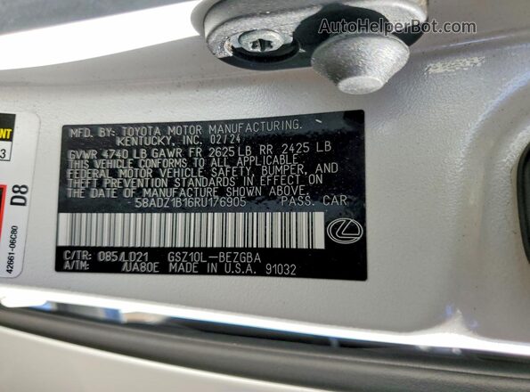 58ADZ1B16RU176905 2024 LEXUS ES White Շարժիչի բաժամունքի տեսք
