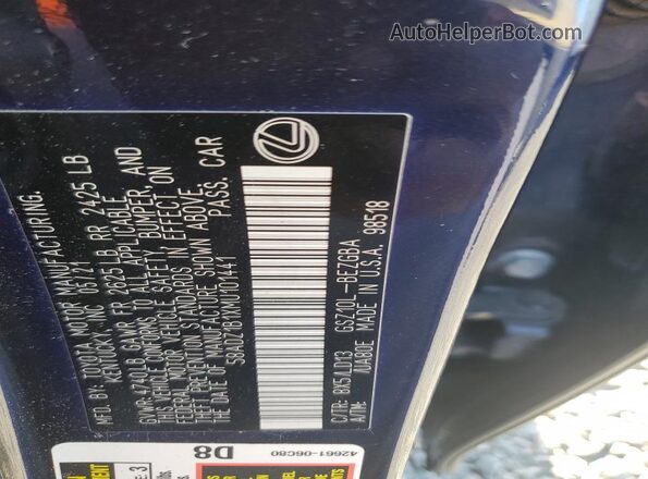 58ADZ1B1XMU101441 2021 LEXUS ES Blue 