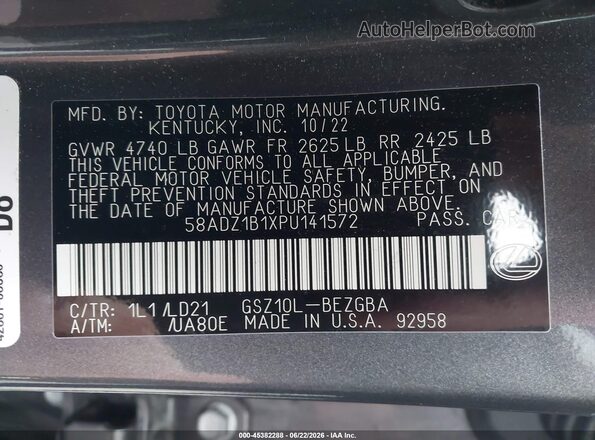 58ADZ1B1XPU141572 2023 LEXUS ES 350 FWD Серый Вид подкапотного пространства