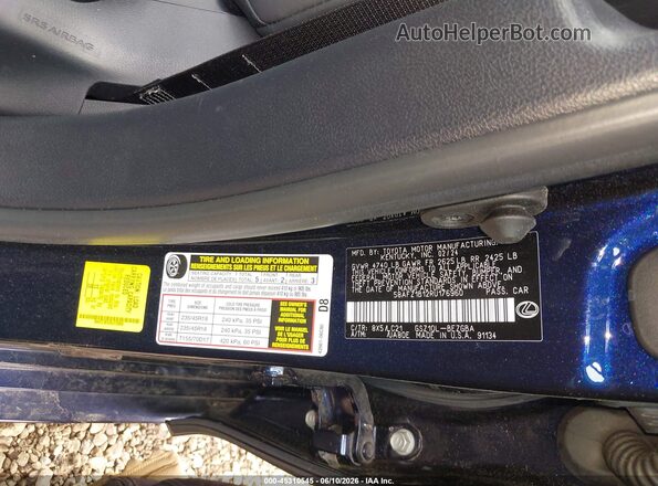 58AFZ1B12RU176960 2024 LEXUS ES 350 Blue Vista del compartimento del motor