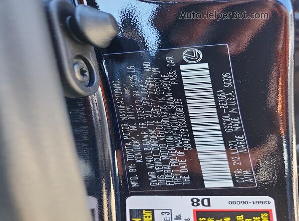 58AFZ1B13SU208336 2025 LEXUS ES Black ძრავის განყოფილების ხედი