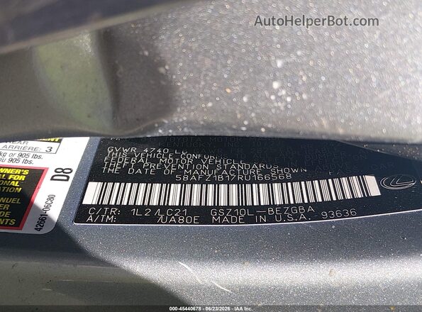 58AFZ1B17RU166568 2024 LEXUS ES 350 Silver Շարժիչի բաժամունքի տեսք