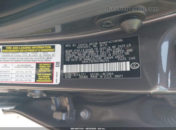 58AFZ1B19SU186245 2025 LEXUS ES 350 Серый Вид подкапотного пространства